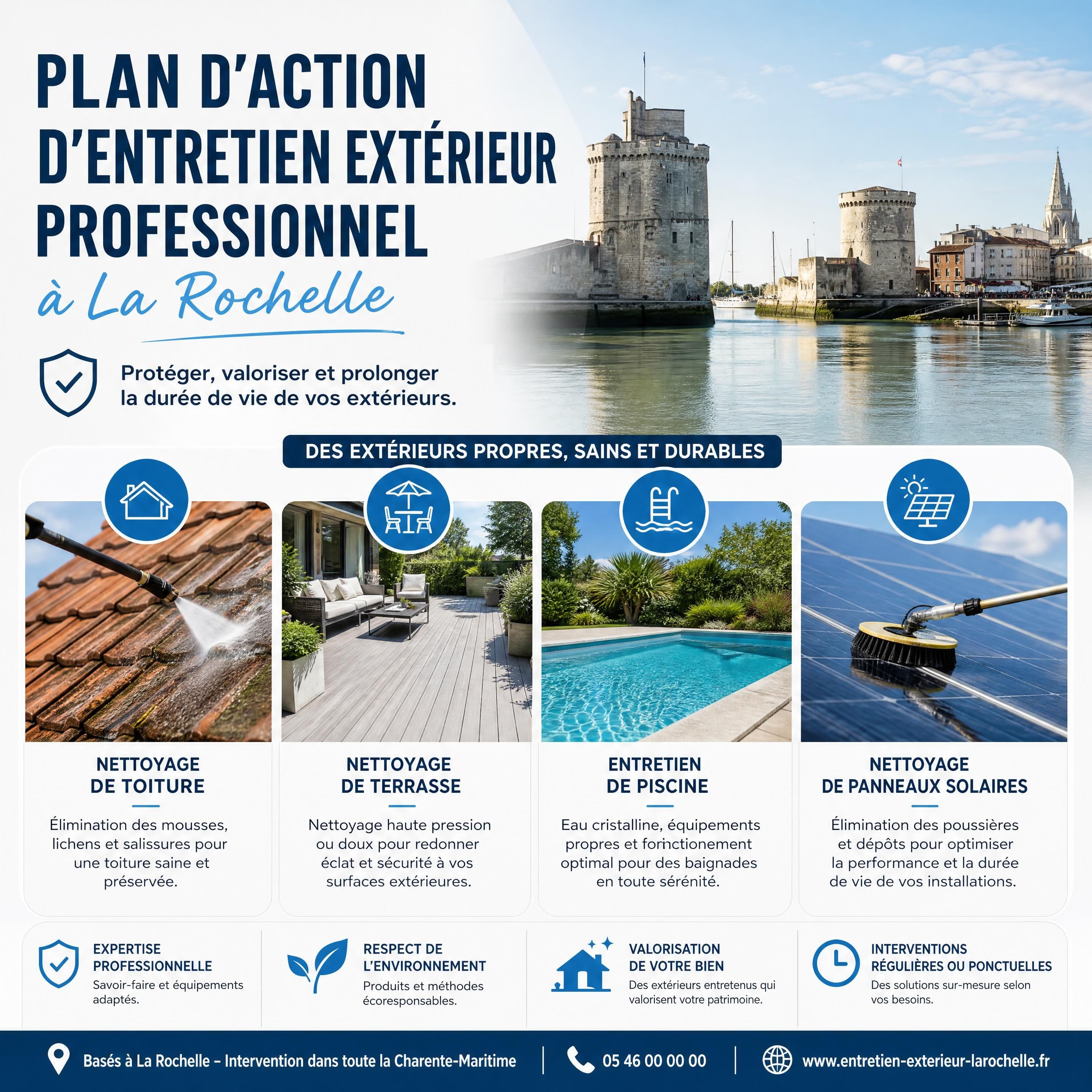 nettoyage extérieur Le Guide Pratique de l'Entretien Extérieur en Charente-Maritime : Plan d'Action Étape par Étape
